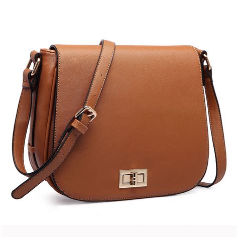 brown fake leather crossbody bag|brown leather crossbody saddle bag.